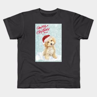 Maltipoo Merry Christmas Santa Dog Kids T-Shirt